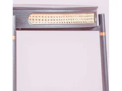 Mesa de comedor redonda retro con detalles en ratán natural (80cm) - North - Negro
