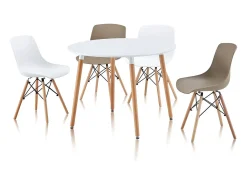 Mesa de comedor redonda Skandia Blanco - Madera de haya