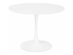 Mesa de comedor redonda TULIPS, diámetro de 100 cm, acabado blanco mate lacado
