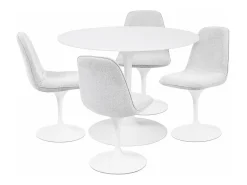 Mesa de comedor redonda TULIPS, diámetro de 100 cm, acabado blanco mate lacado