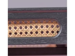 Mesa de comedor retro con detalles en ratán natural (180x90) - North - Negro