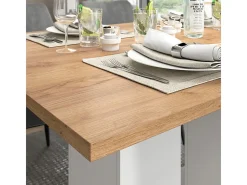 Mesa de comedor roble blanco/dorado 180x90x76 dix
