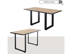 Mesa de comedor roble negro/dorado 140x70x77 livorno