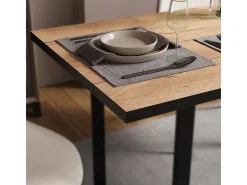 Mesa de comedor roble negro/dorado 140x70x77 livorno