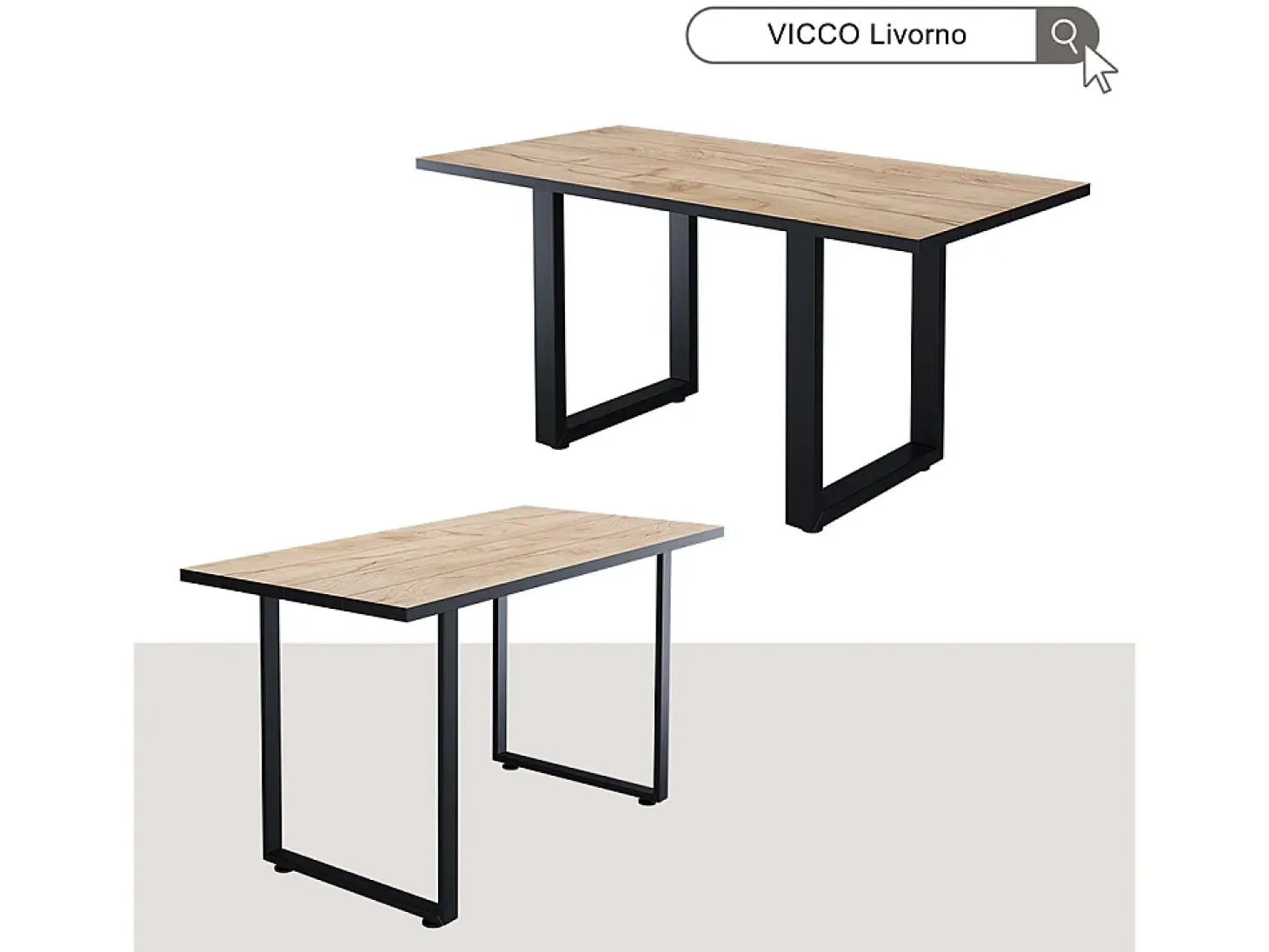 Mesa de comedor roble negro/dorado 160x80x77 livorno