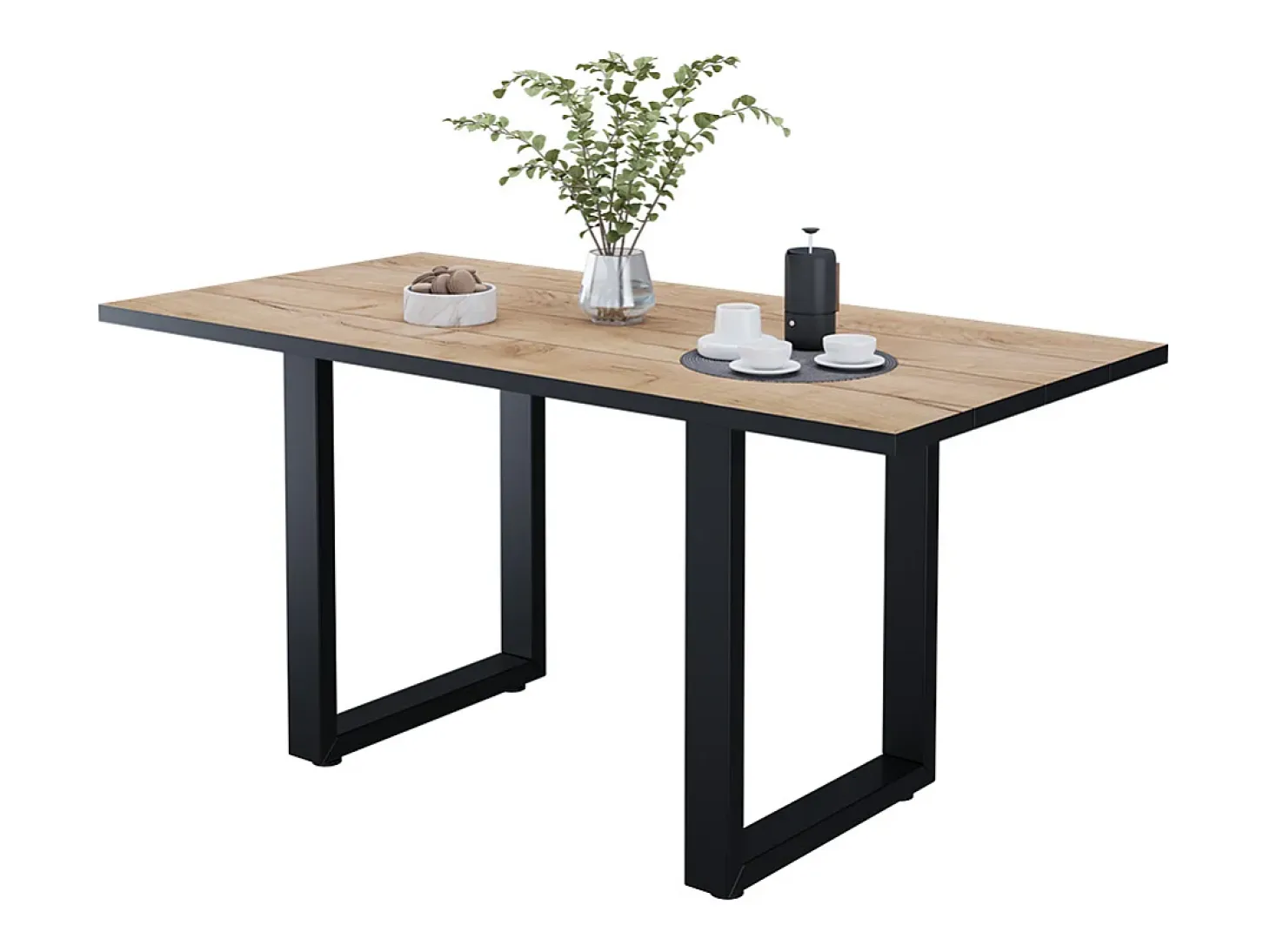 Mesa de comedor roble negro/dorado 160x80x77 livorno