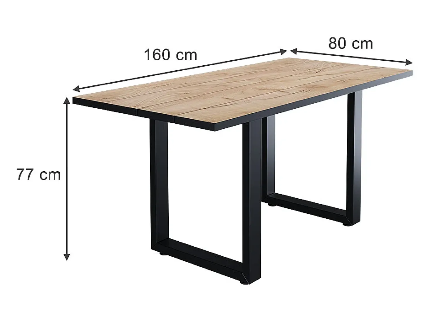 Mesa de comedor roble negro/dorado 160x80x77 livorno