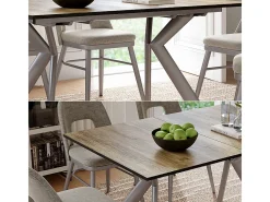 Mesa de comedor roble rústico/gris 140x90x76 trill