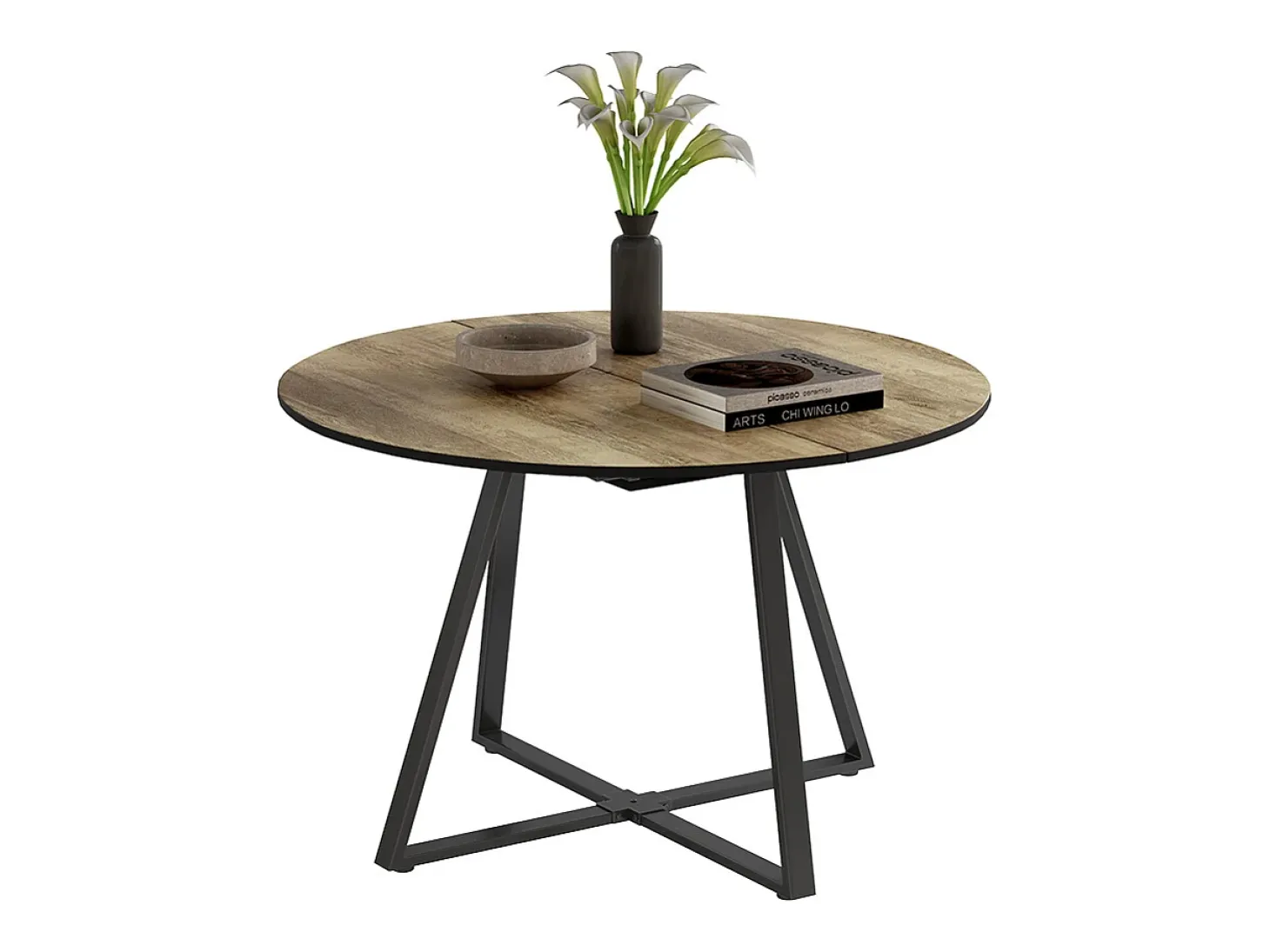 Mesa de comedor roble rústico/negro 120x120x75.8 loyd