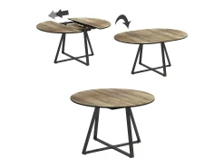 Mesa de comedor roble rústico/negro 120x120x75.8 loyd