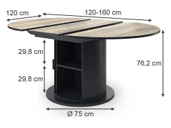 Mesa de comedor roble rústico/negro 160x0x76.2 tavero