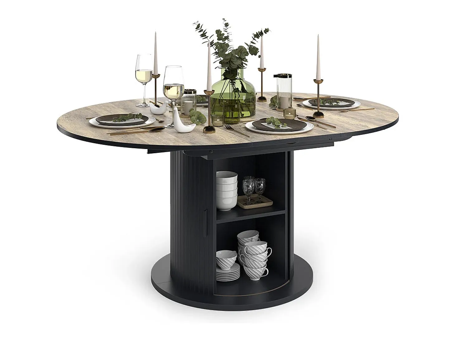 Mesa de comedor roble rústico/negro 160x0x76.2 tavero