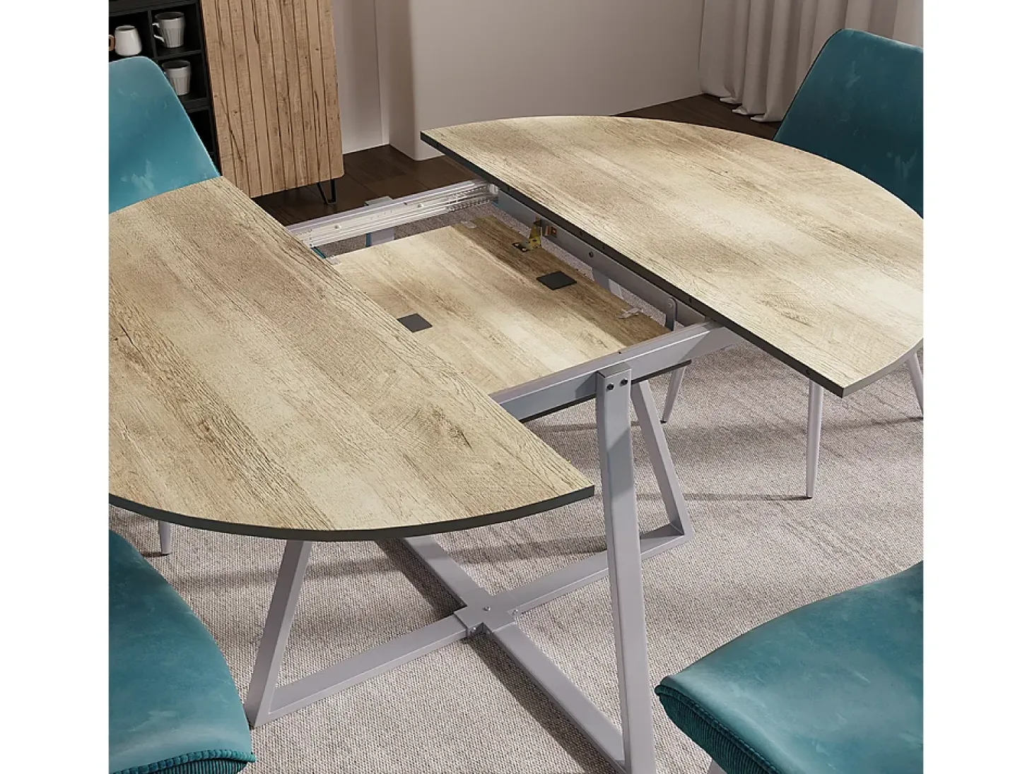 Mesa de comedor roble rústico/gris 120x120x75.8 loyd