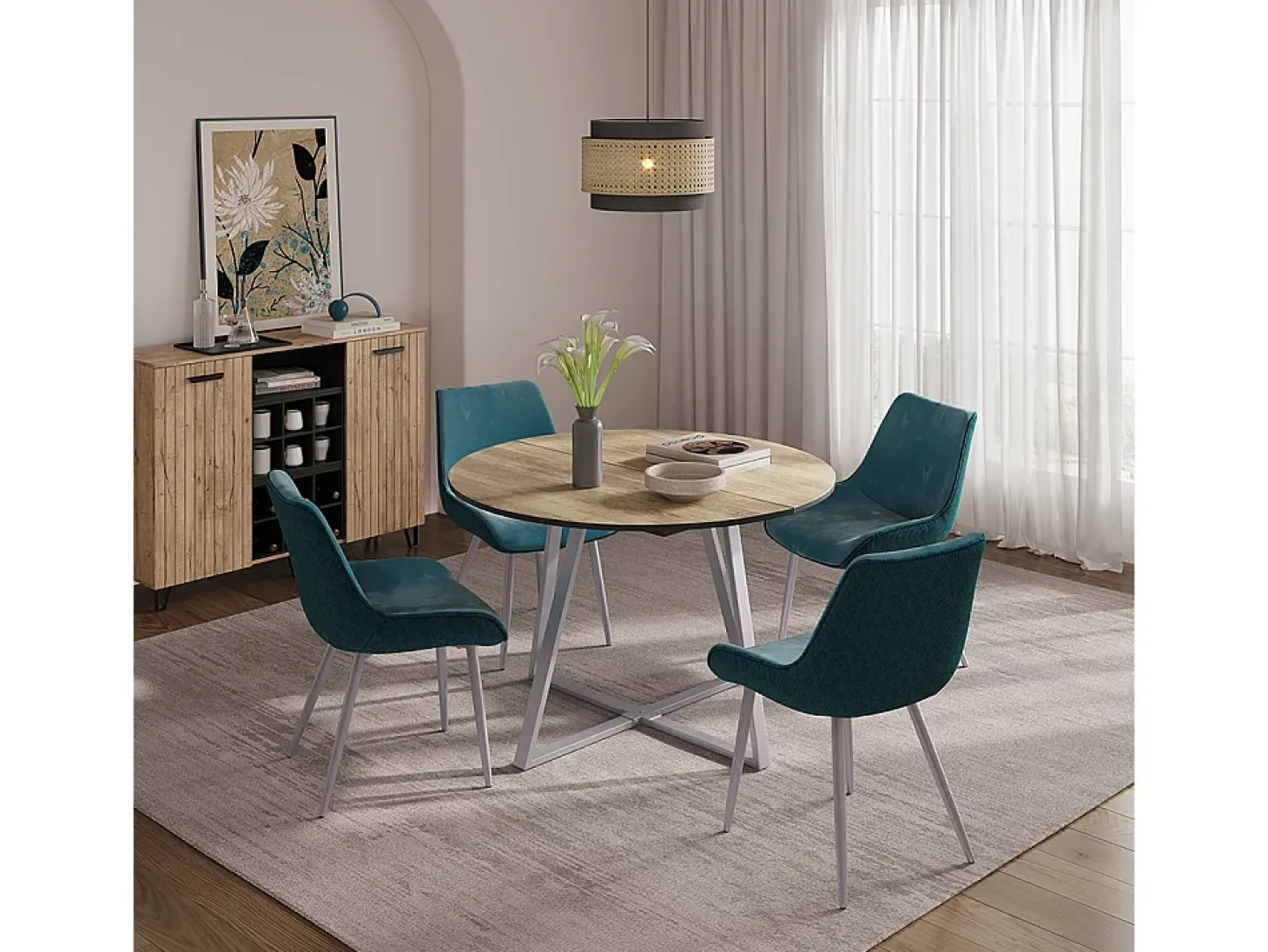 Mesa de comedor roble rústico/gris 120x120x75.8 loyd