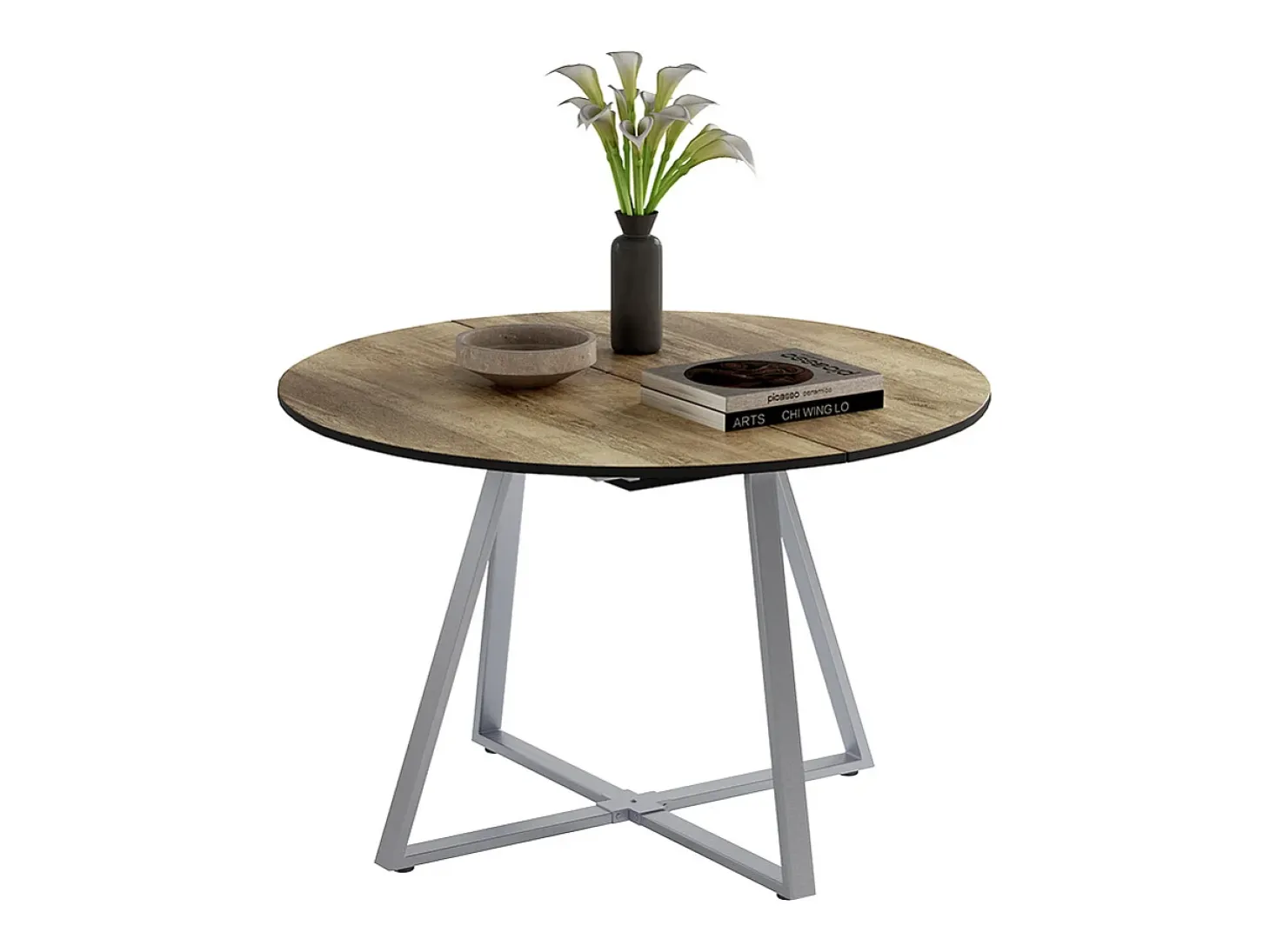 Mesa de comedor roble rústico/gris 120x120x75.8 loyd