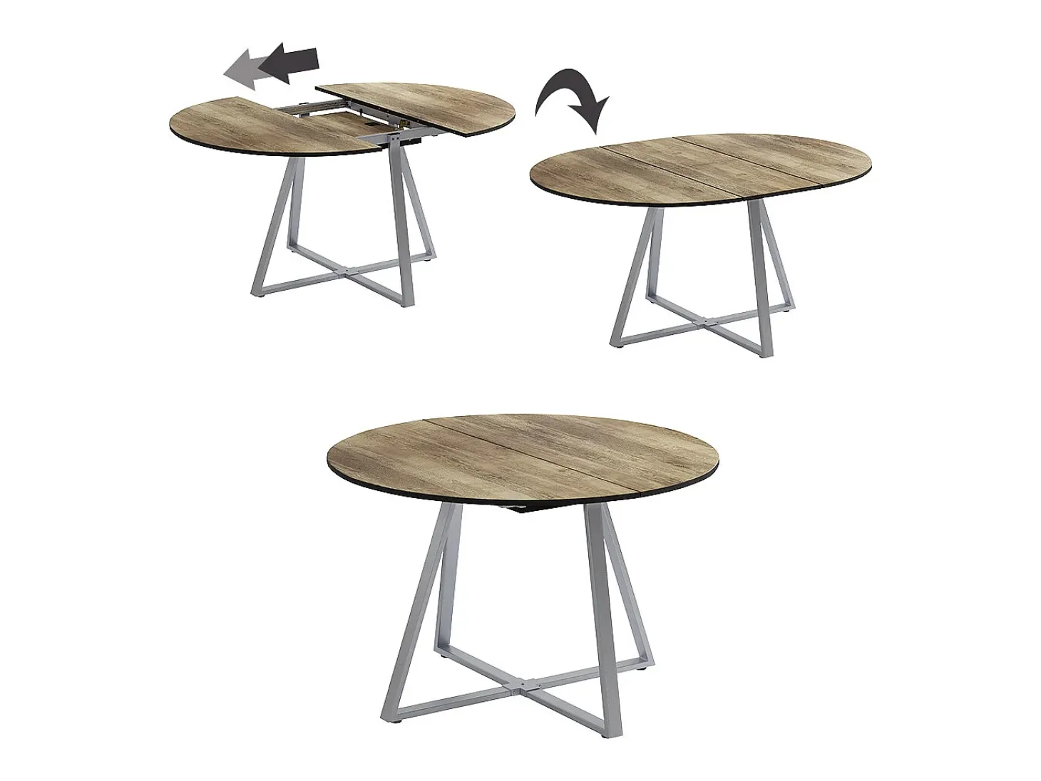 Mesa de comedor roble rústico/gris 120x120x75.8 loyd