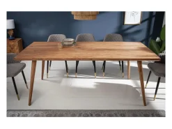 Mesa de comedor SCANI 160 cm – Tablero de madera maciza de acacia barnizada y estructura a juego