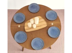 Mesa de comedor semicircular extensible 120 cm Mawi Roble