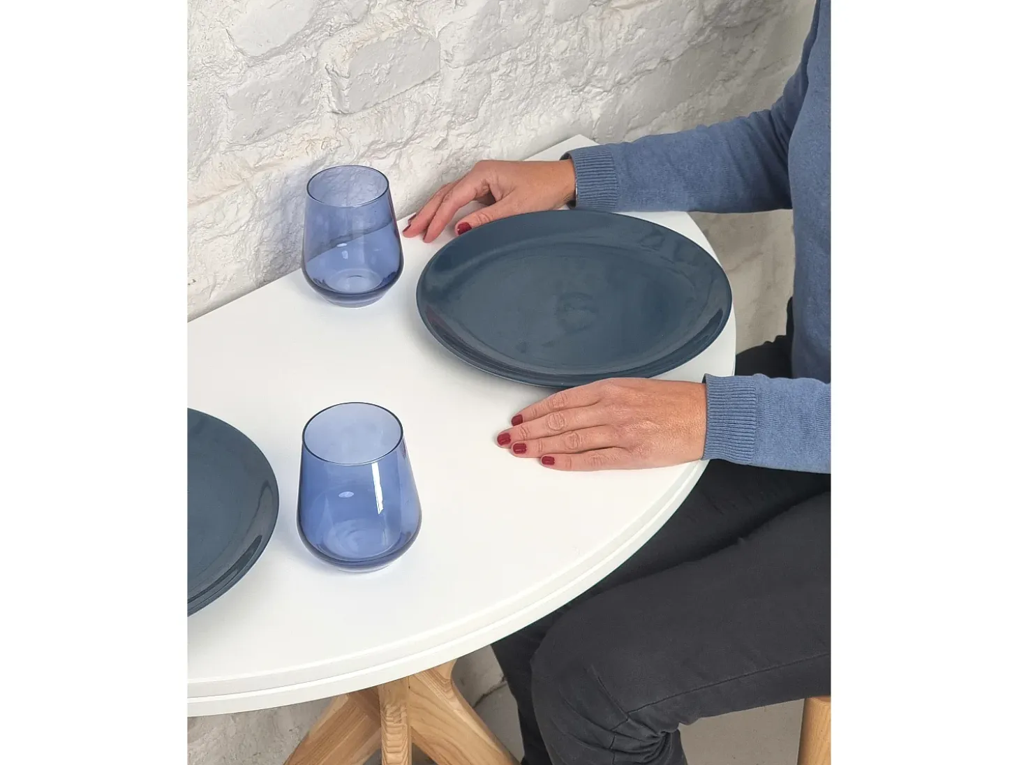 Mesa de comedor semicircular extensible 100 cm Jubi Verde Salvia