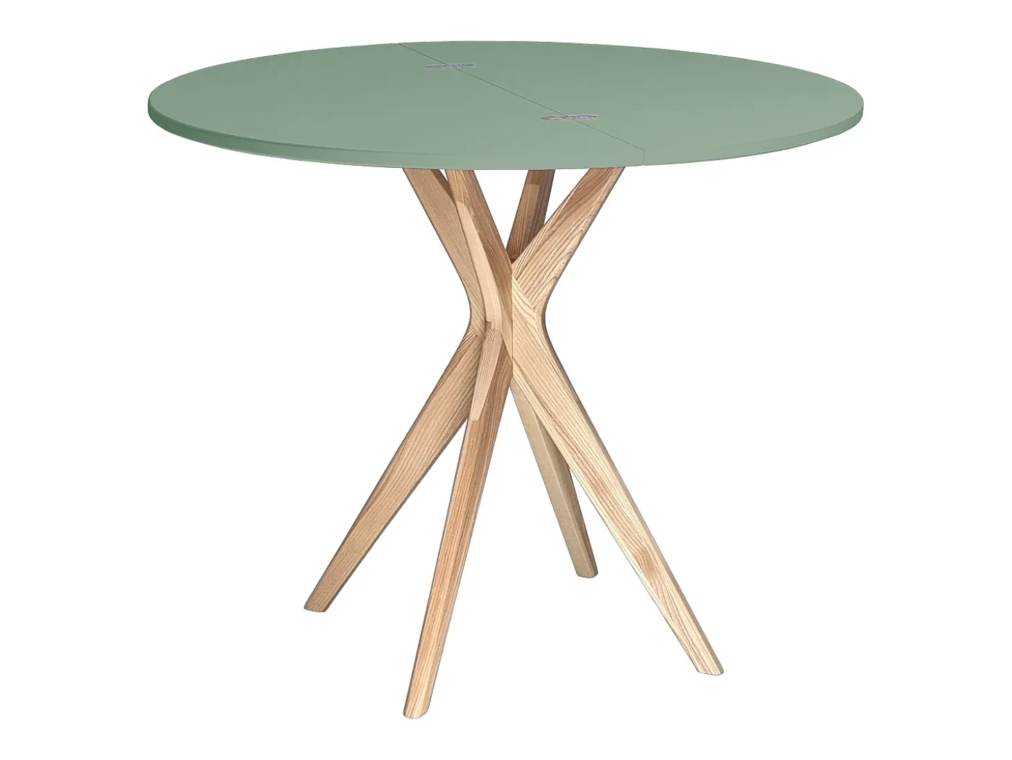 Mesa de comedor semicircular extensible 100 cm Jubi Verde Salvia