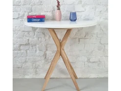 Mesa de comedor semicircular extensible 90 cm Jubi Marrón Beige