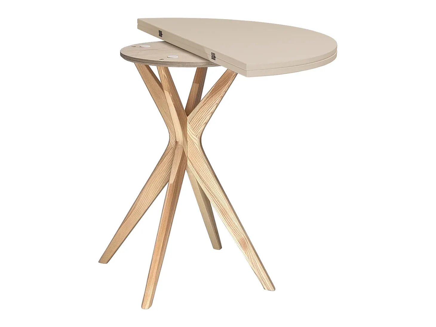 Mesa de comedor semicircular extensible 90 cm Jubi Marrón Beige