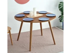 Mesa de comedor semicircular extensible 110 cm Mawi Nogal