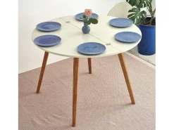 Mesa de comedor semicircular extensible 120 cm Mawi Verde Salvia