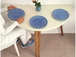 Mesa de comedor semicircular extensible 120 cm Mawi Verde Salvia