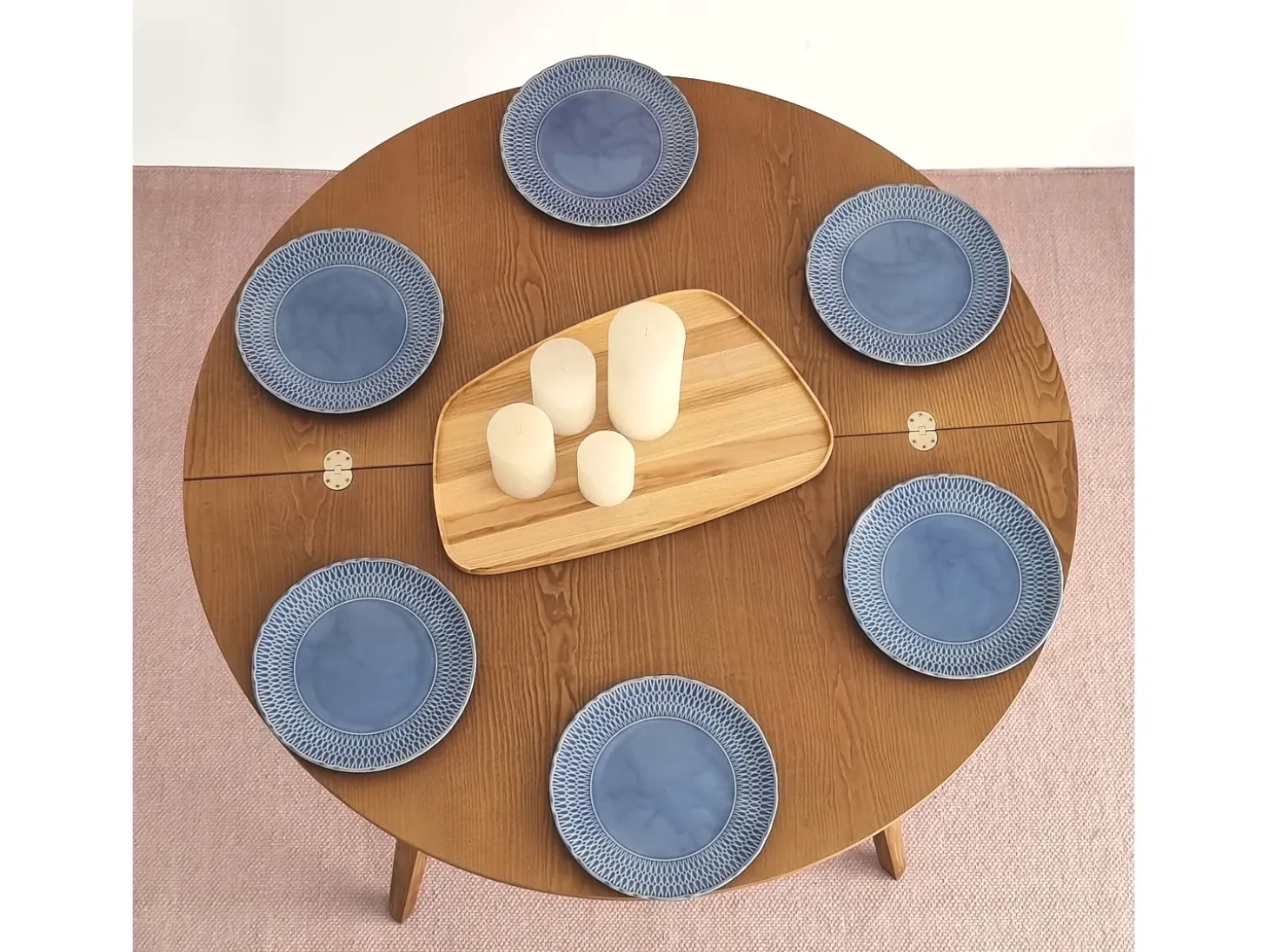 Mesa de comedor semicircular extensible 120 cm Mawi Fresno