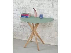 Mesa de comedor semicircular extensible 90 cm Jubi Blanco Tiza