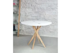 Mesa de comedor semicircular extensible 90 cm Jubi Blanco Tiza