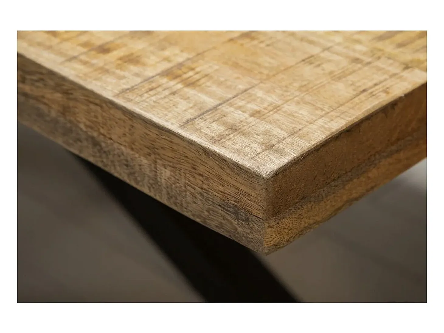 Mesa de comedor SOLARA 180 cm Tablero en madera maciza de mango y metal negro