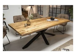 Mesa de comedor SOLARA 200 cm – Tablero de madera maciza y metal negro