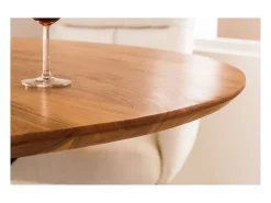 Mesa de comedor SOLARA 130 cm – Tablero redondo de acacia maciza y patas de metal negro – Estilo industrial chic