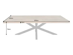 Mesa de comedor SOLARA – Madera de pino reciclado barnizado y metal negro – 240 cm – Estilo industrial