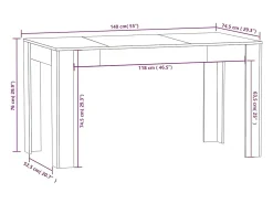Mesa de comedor Sonoma gris 140x74,5x76 cm Madera de ingeniería