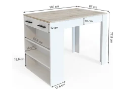 Mesa de comedor sonoma/blanco 67x100x77.5 repose
