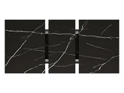 Mesa de comedor telescópica, extensible 120-160x75x75,5 cm, MDF jaspeado negro, patas de metal, mesa ajustable (120-160x75x75,5 cm)