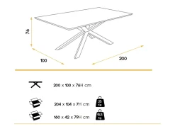 Mesa de comedor Toulika de madera de nogal y patas de metal negro 200 cm