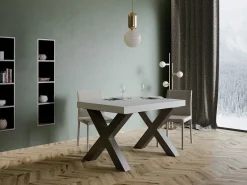 Mesa de comedor Tsara 130 cm rectangular de fresno blanco con patas de metal gris oscuro