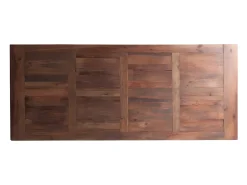 Mesa de comedor Vinka de 240 cm de madera maciza de pino regenerado oscuro y metal negro