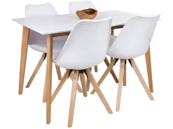 Mesa de comedor Voos 70x120 cm en color blanco y natural.