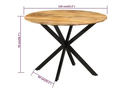 Mesa de comedor Ø110x78 cm Madera maciza de mango y acero