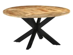 Mesa de comedor Ø150x76 cm madera maciza de mango en bruto