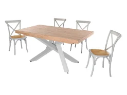 Mesa de comedor Xena extensible forma rectangular roble Nordish/blanco 76x160-200-240x90 cm Adec