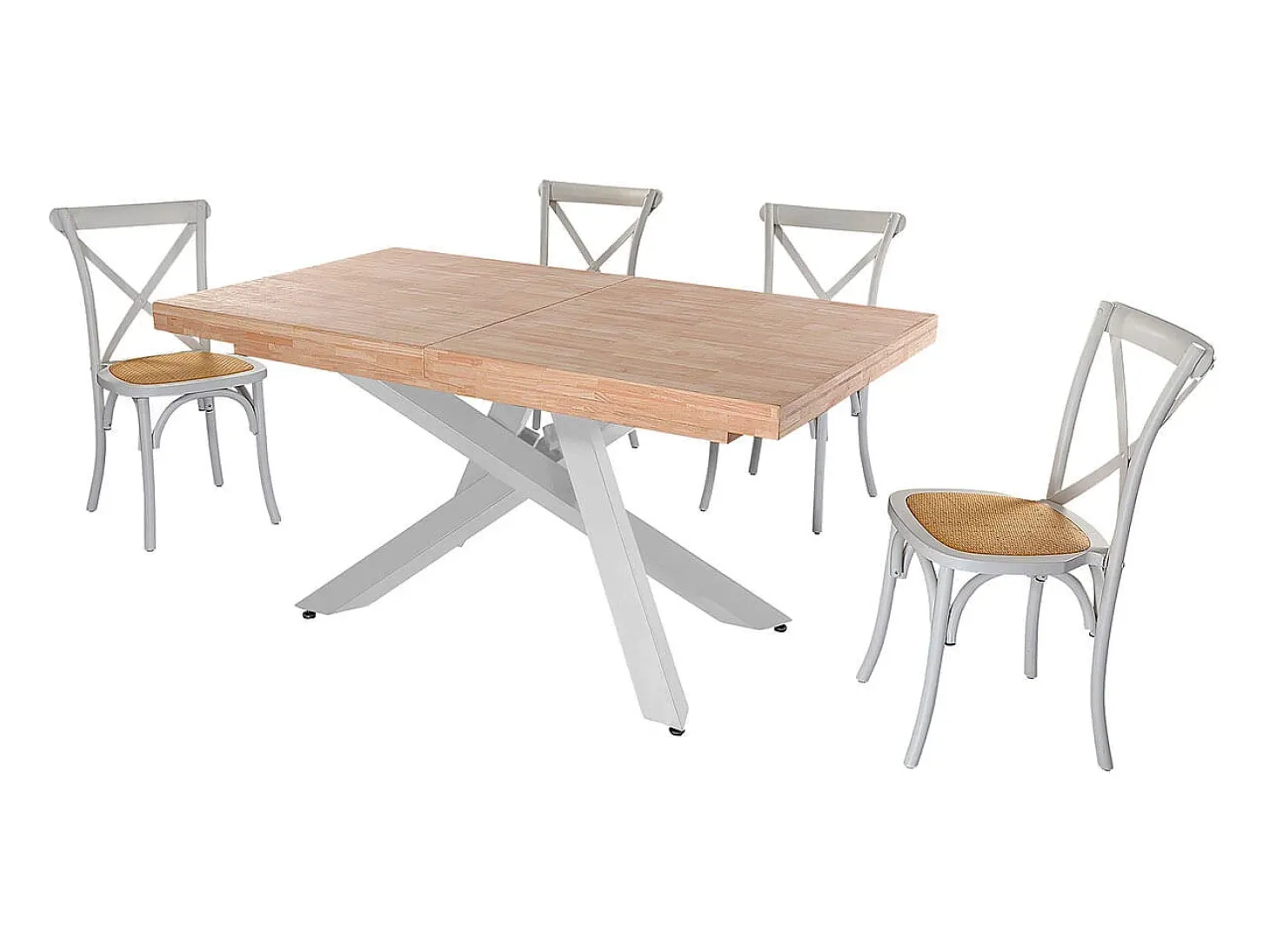 Mesa de comedor Xena extensible forma rectangular roble Nordish/blanco 76x160-200-240x90 cm Adec