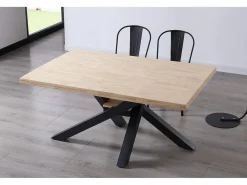 Mesa de comedor Xena patas cruzadas tapa regular roble Nordish/negro 76x160x100 cm Adec