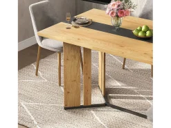 Mesa de comedor 150x80x76 cm - grano de madera - capacidad para 6-8 personas - MDF - Natural