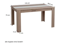 Mesa de comedor 135x80x75 cm blanca marrón
